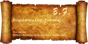 Bogdanovics Ferenc névjegykártya