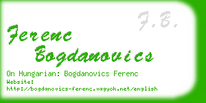 ferenc bogdanovics business card